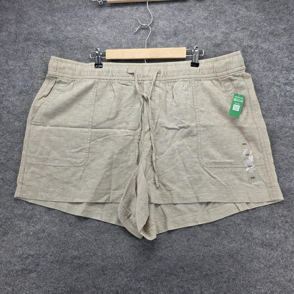 Gap Shorts Womens 2XL Beige Easy Pull-On Linen Blend Drawstring Pockets Casual